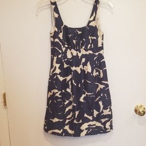 J crew silk navy blue and cream dress size 0P